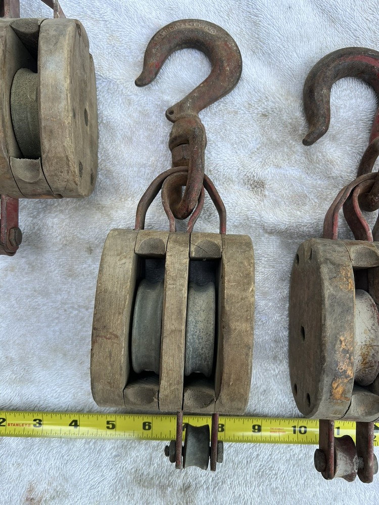 🇺🇸Vintage Anvil Logo Pulleys Doubles & Triples 75’+ Rope Rustic Decor🇺🇸