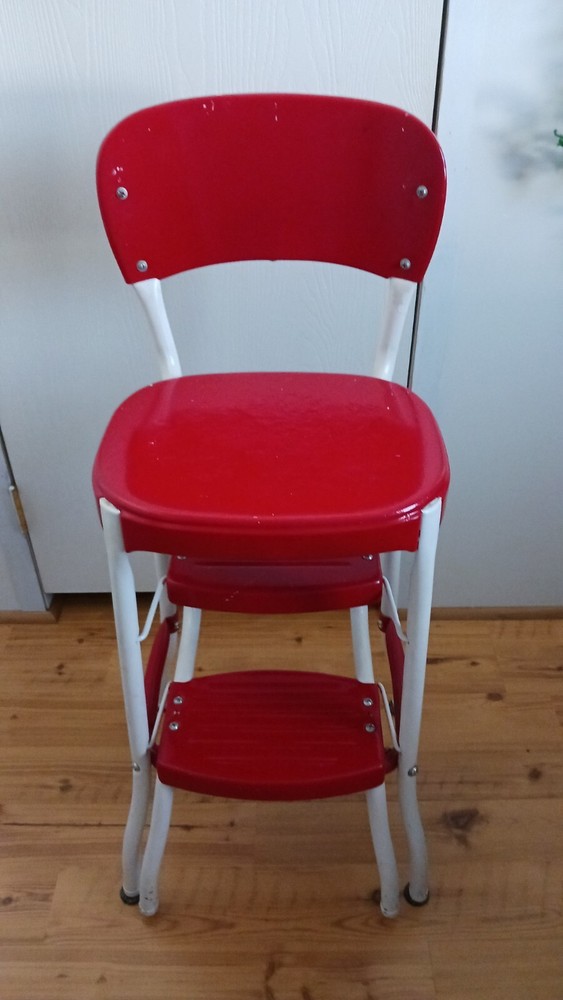 Vtg 2-Step Step Stool with Pull-Out Steps Org. Rescue Estate Item 34 Inches Tall