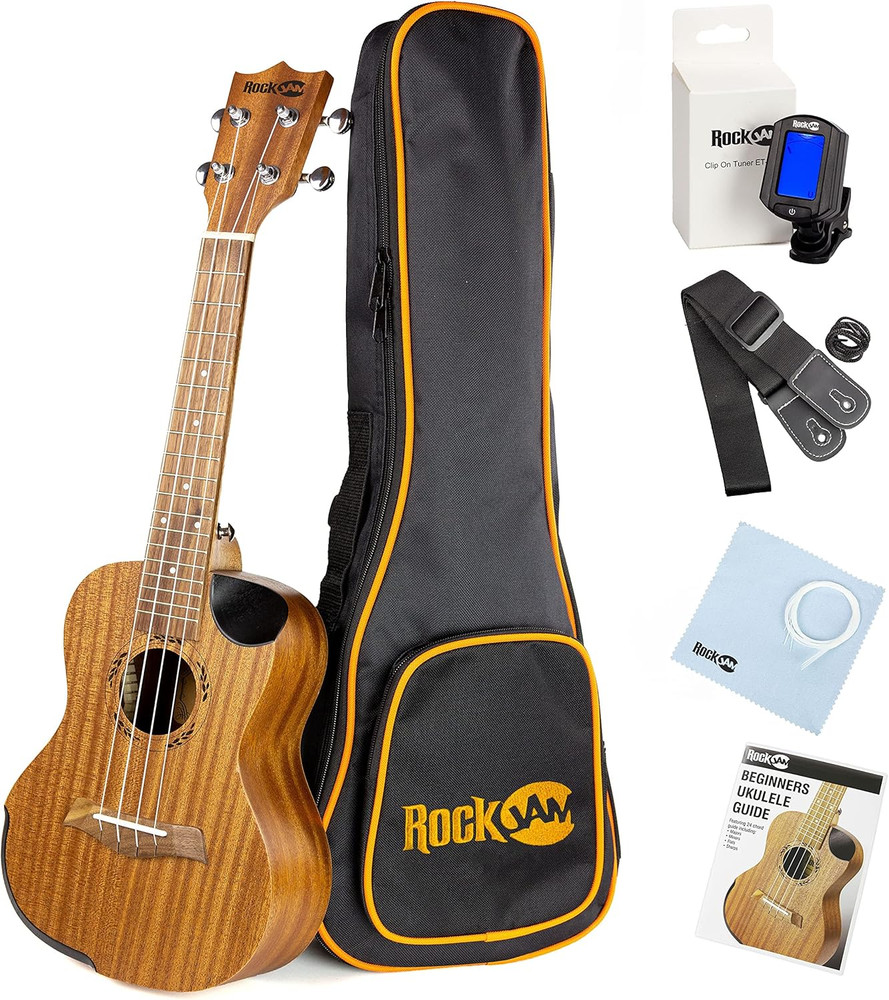 Premium Tenor Ukulele Kit with Tuner, Gig Bag, Strap, Picks & Spare Strings