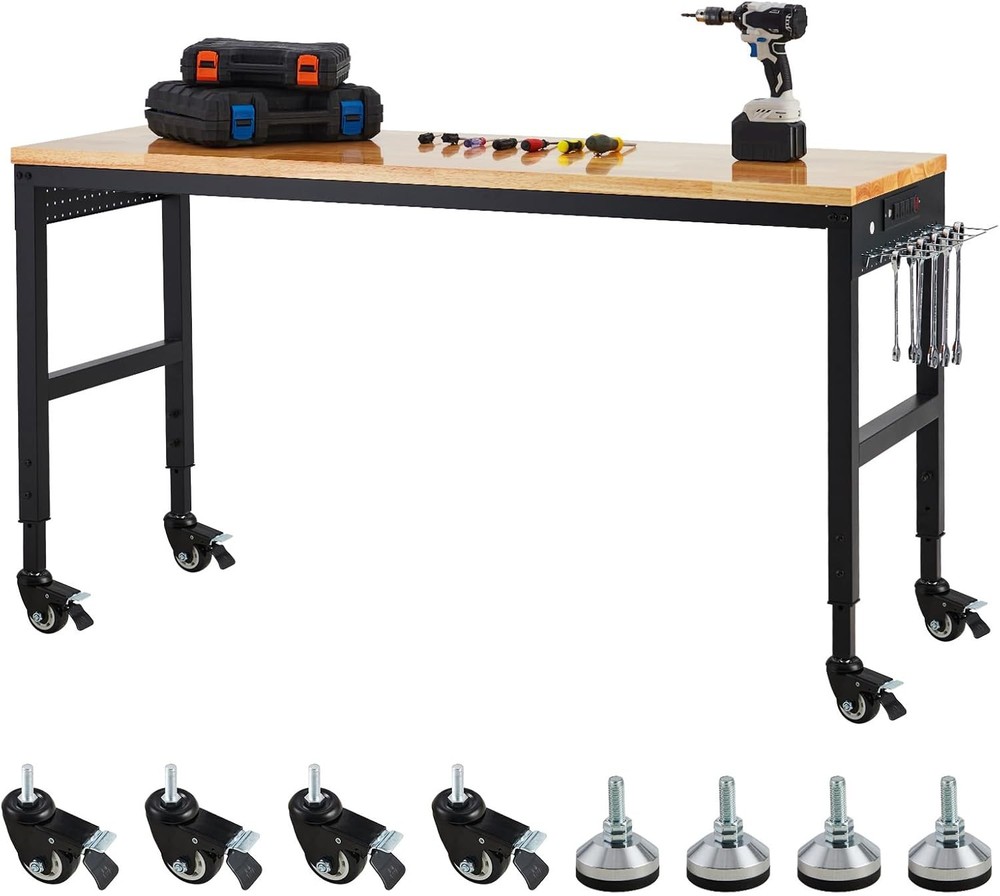 72x 25" Adjustable Work Bench Heavy Duty Work Table for Workshop Garage 2000 Lbs