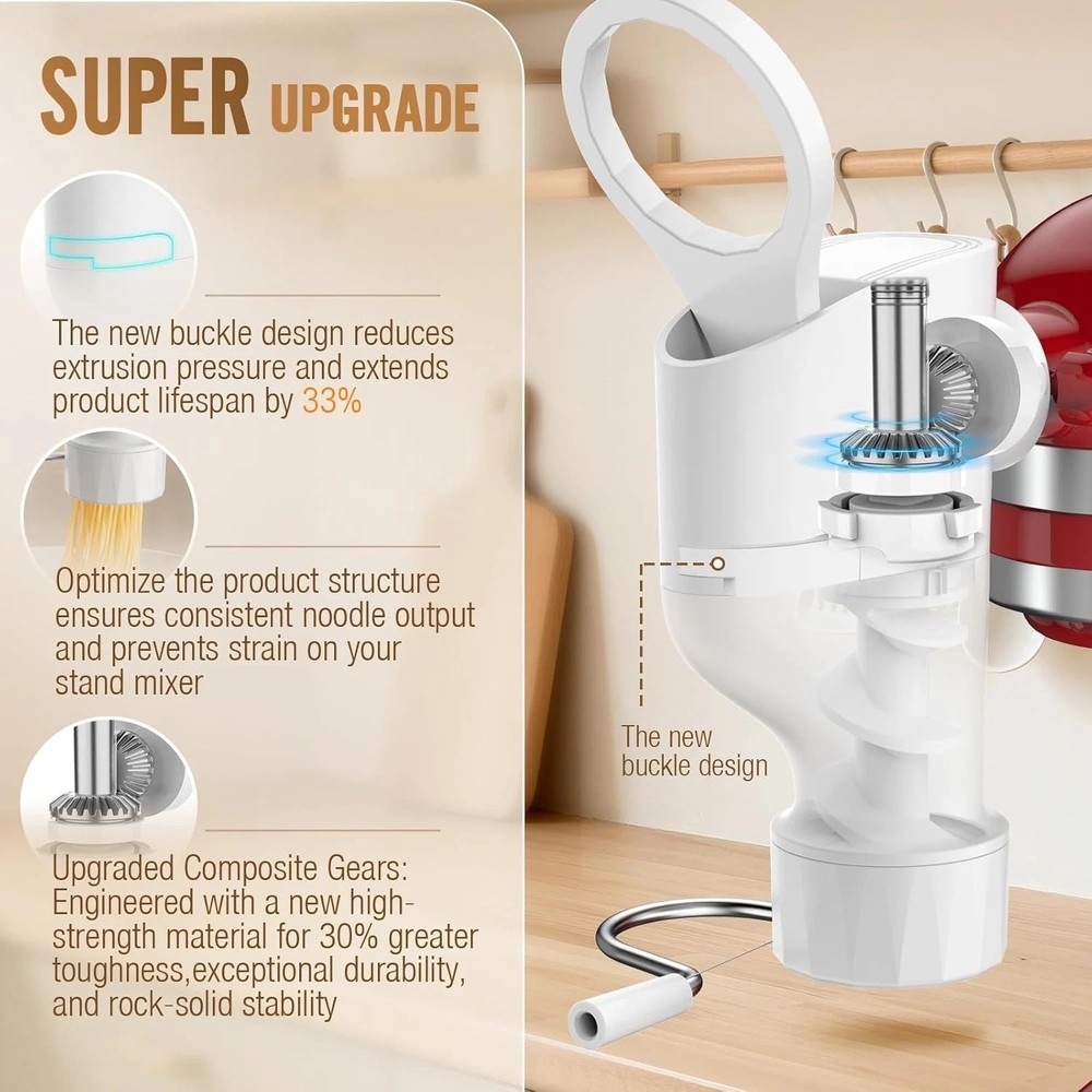 Fresh Pasta Maker for Kitchenaid Stand Mixer - 7 Plates & Adjustable Thickness