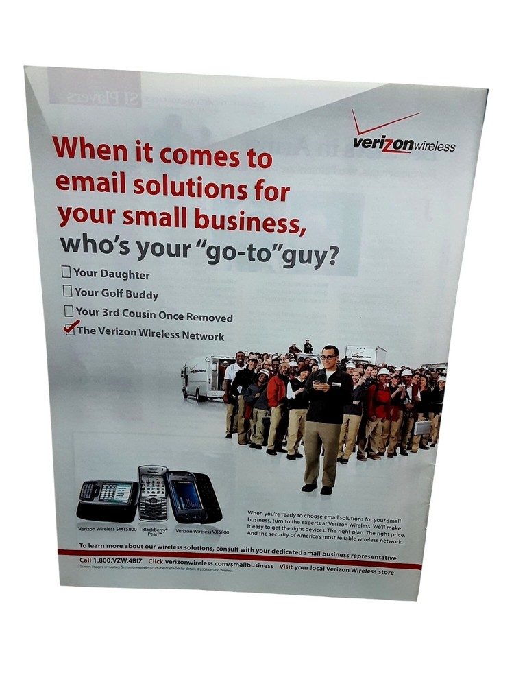 2008 Verizon Wireless Print Ad Small Business Email Solutions