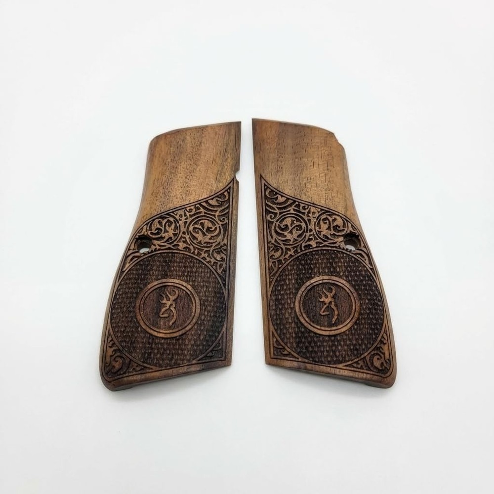 Browning High-Power Walnut Grips Oval Checkered Scroll fits P35 MC Frames