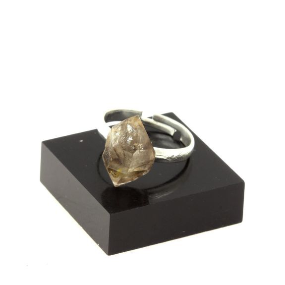Raw Petroleum Quartz Ring Plated Silver. 13.62 Ct. Adjustable Size.