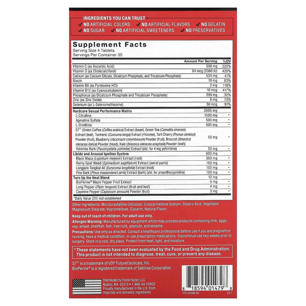 SCORE! Hardcore, Performance and Libido Intensifier, 120 Tablets