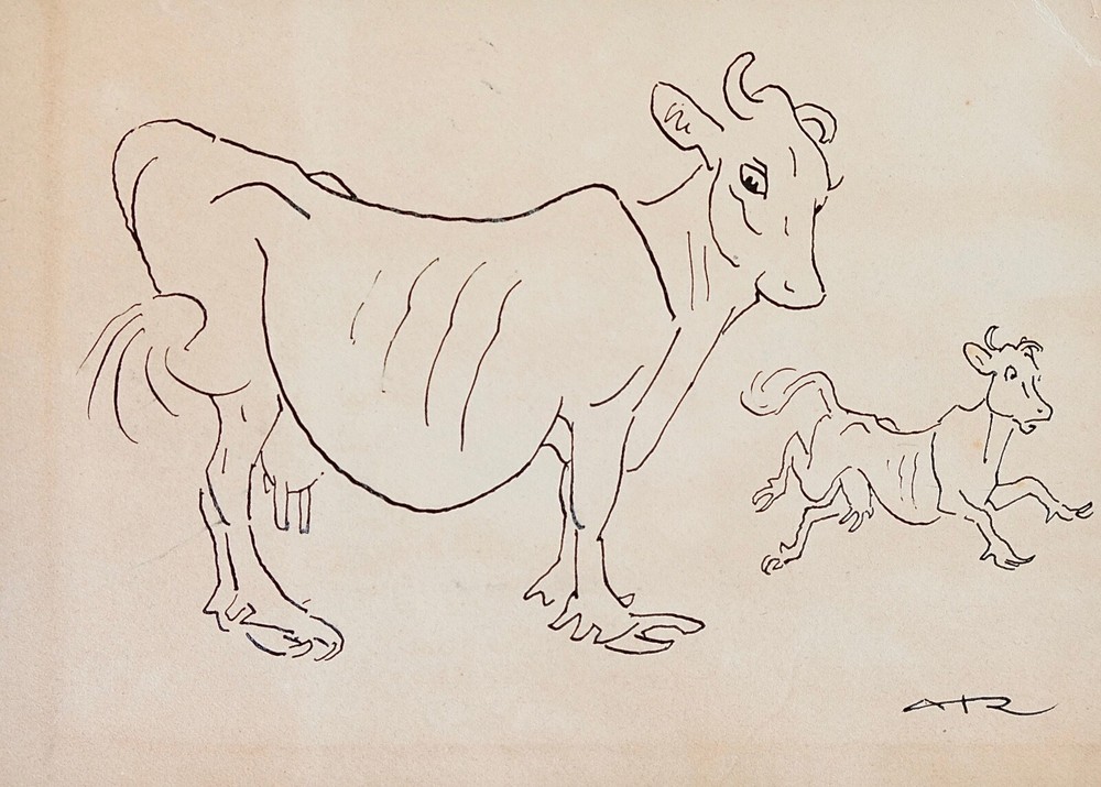 Auguste Roubille - Drawing - Ink - Cow 2