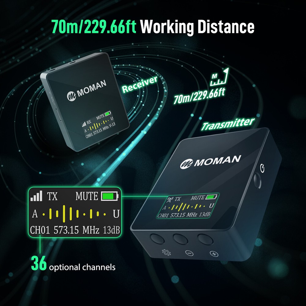 Wireless Lavalier Microphone System UHF Transmitter with Receiver for DSLR Phone