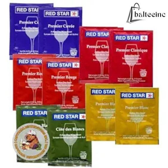 Red Star Sampler Wine Yeast (10 Pack) - Great for Making Wine Cider Mead Kombuch