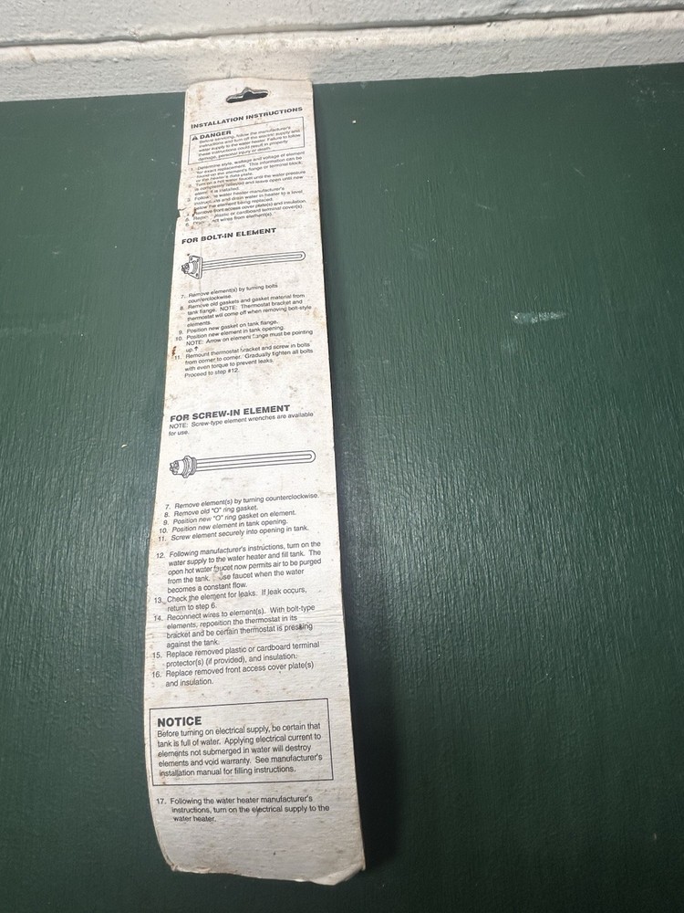 American Water Heater Company Parts Supply Screw In Element Kit 6900684 NOS