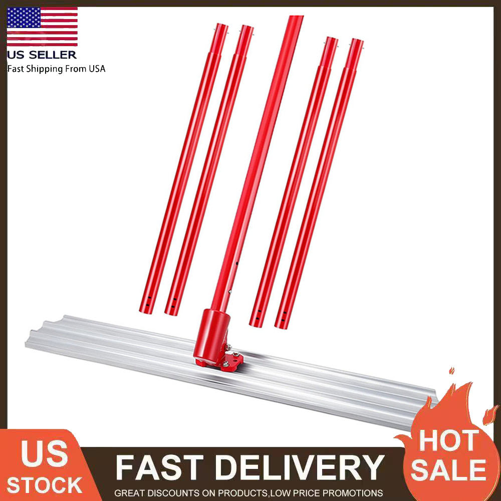 46"x8" Bull Float Magnesium Concrete Float Tool w/ 4 Extendable Handle Round End