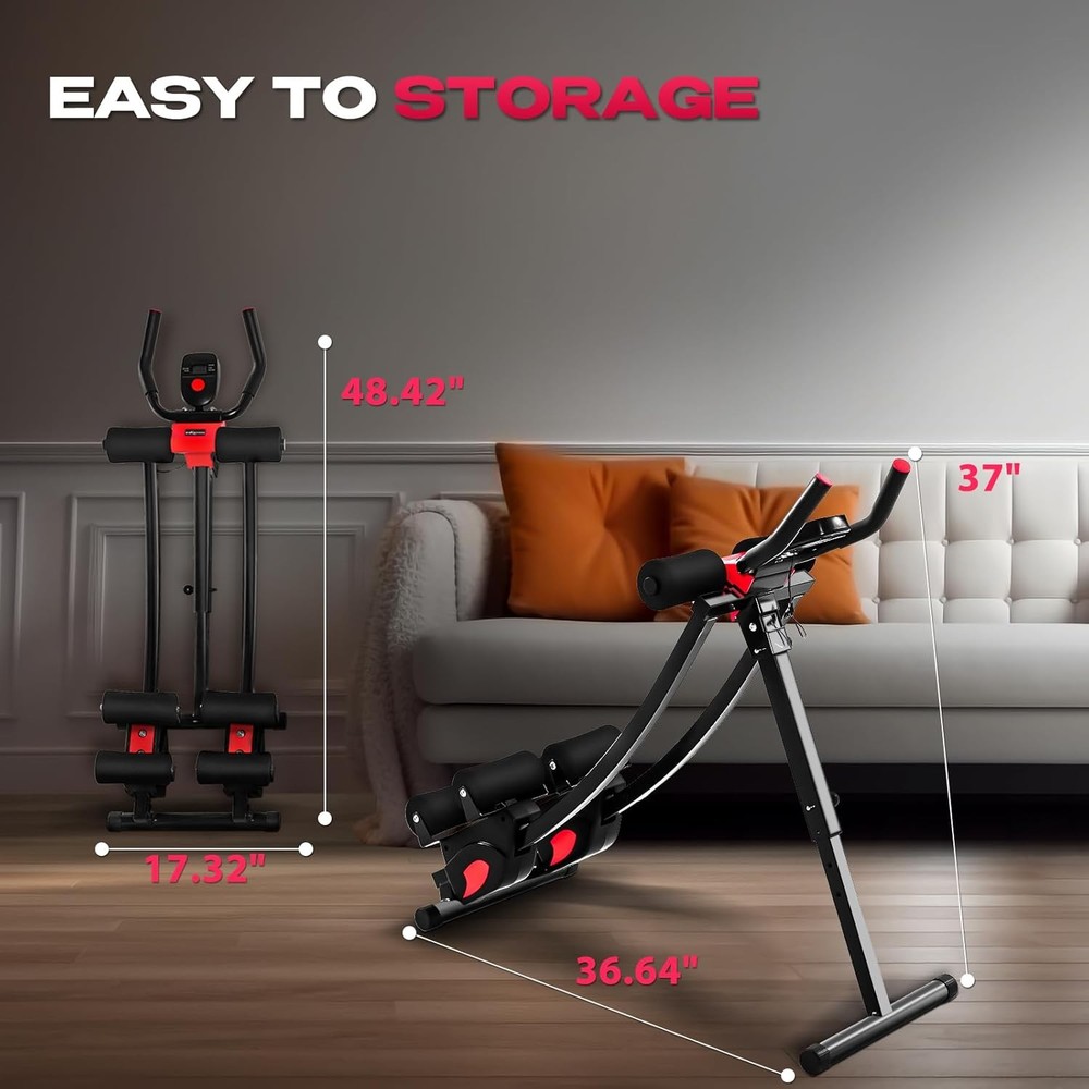 Foldable Ab Machine - Dual-Track Core Trainer for Abs, Obliques, Back - Home Gym