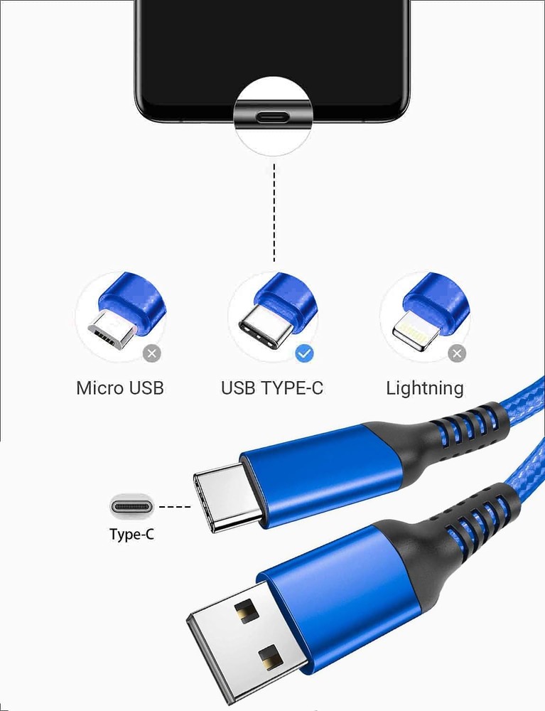 Awnuwuy 15FT USB Type C Charging Cable Blue, Long Android Auto 15FT, Blue