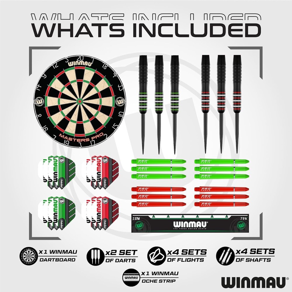 Darts - Masters Pro Premium Bristle Dartboard Set - Includes Dart Board,Darts