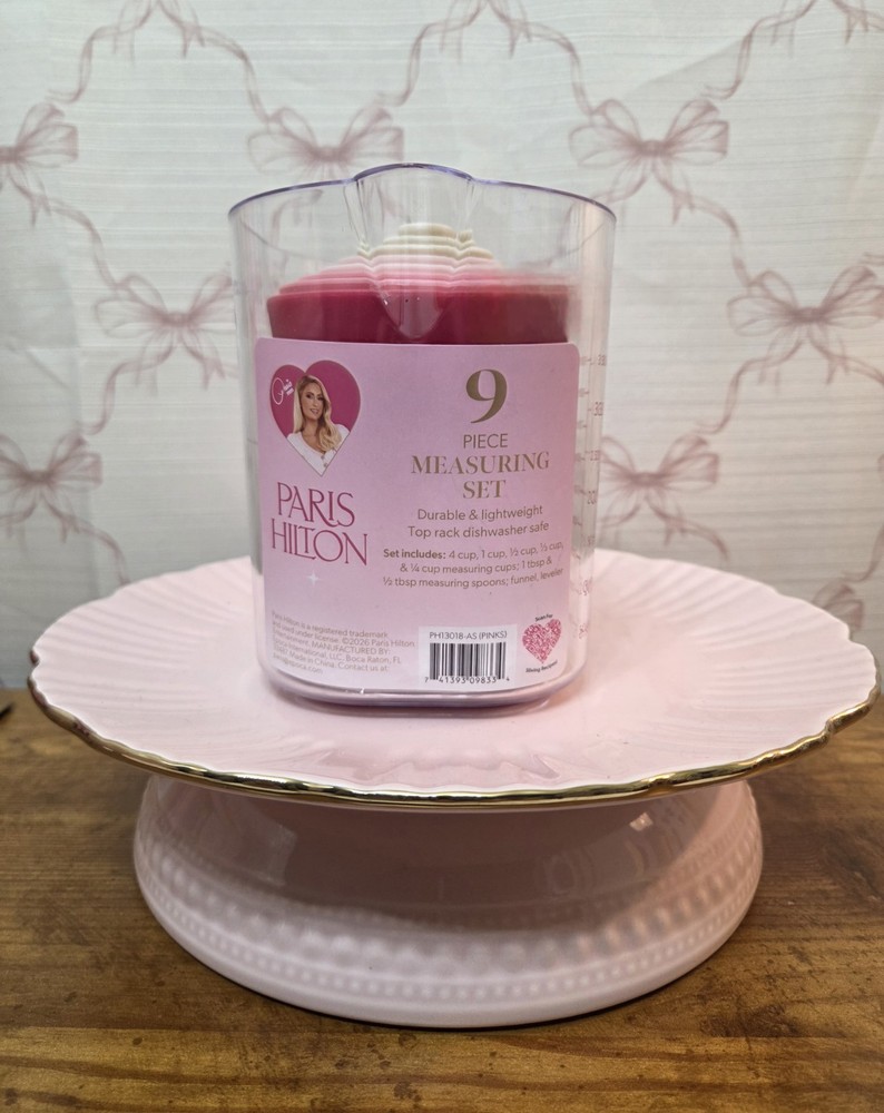 Paris Hilton 9-Piece Measuring Set, Durable Plastic Measuring Cups and Spoons