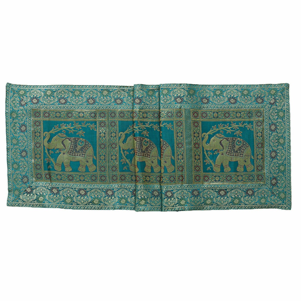 Silk Brocade Table Runner Elephant Wedding Decorative Wall Hanging Hunter Green