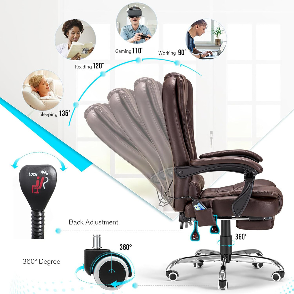 PU Leather Massage Executive Chair with 7 Massage Points and Heat Function