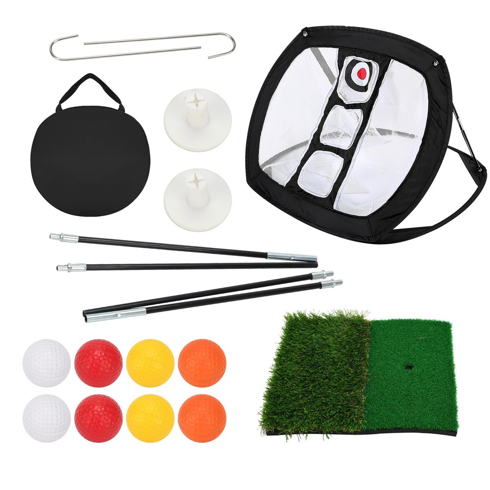 New Pop-Up Golf Chipping Net Set with Mat & 8 Practice Balls- Professional Ideal