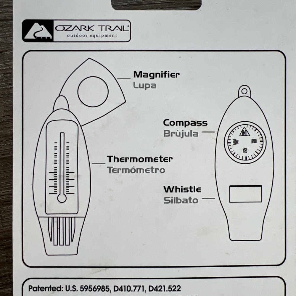 Ozark Trail 4 Function Whistle Compass Magnifier Thermometer Outdoor Equipment