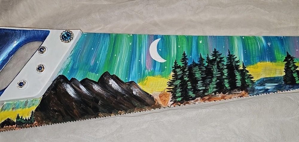 Northern Lights Handpainted Saw