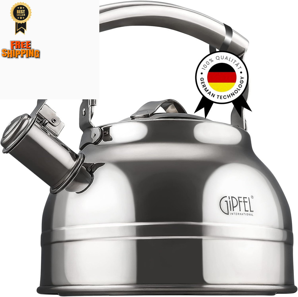 GIPFEL INTERNATIONAL Whistling Tea Kettle Stovetop - Food Grade Silver