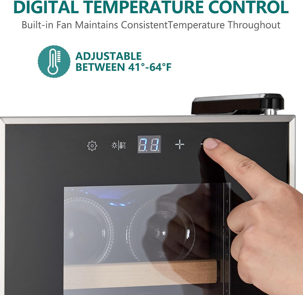 18 Bottle Compressor Wine Cooler, Wine Cellar with Adjustable Temp Control, Free