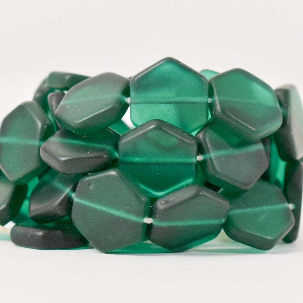 Green Czech Hexagonal Beads
