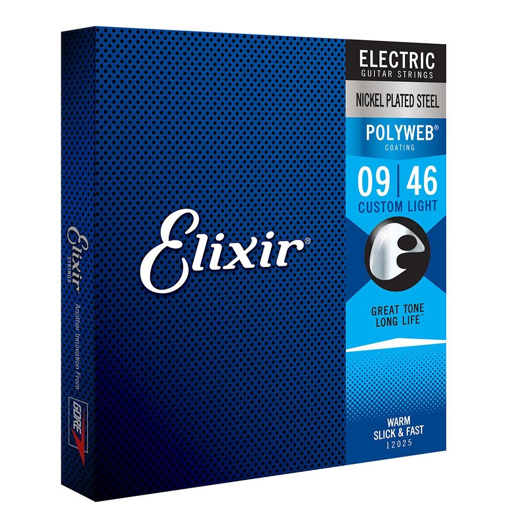 Elixir 12025 Polyweb Coating NPS Electric Guitar Strings, Custom Light (9-46)