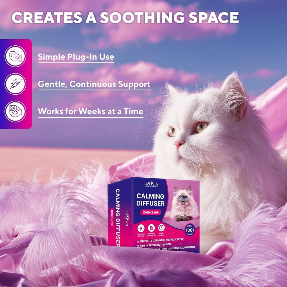 Drug-Free Pet Calming Diffuser - Effective Relief for Cat Anxiety & Aggression