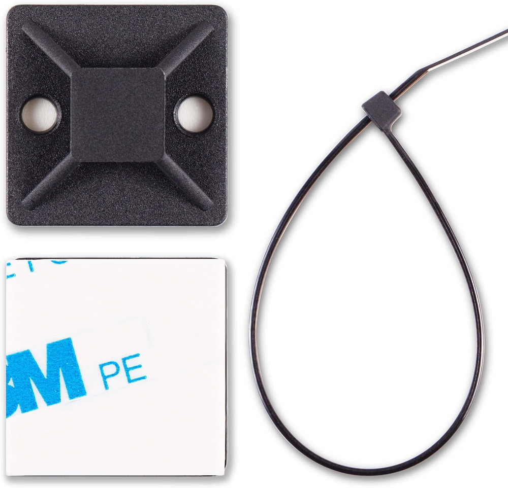 Adhesive Cable Tie Mounts - 1 Inch for Easy Cable Management