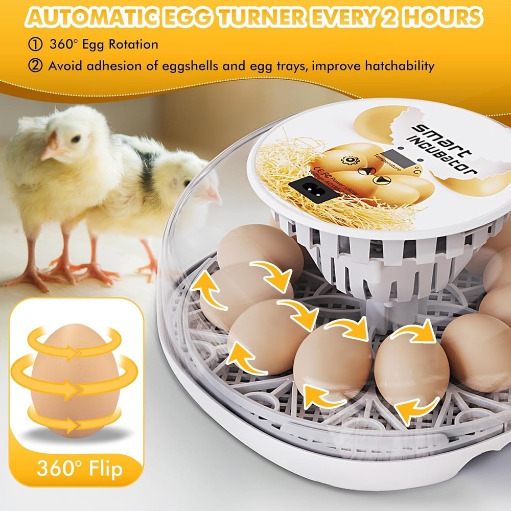 Incubators for Hatching Eggs, Egg Incubator with Automatic Egg Turning and Humid