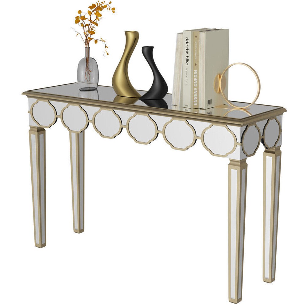 Mirrored Console Table Narrow Silver Entryway Sofa Table for Home Office Storage