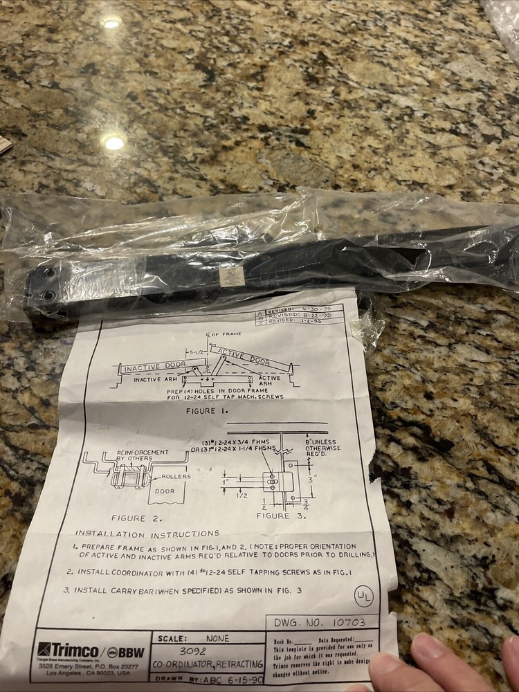 Trimco’s 3092 Retracting Arm Door Coordinator (Retractor©), Low Profile Retracto