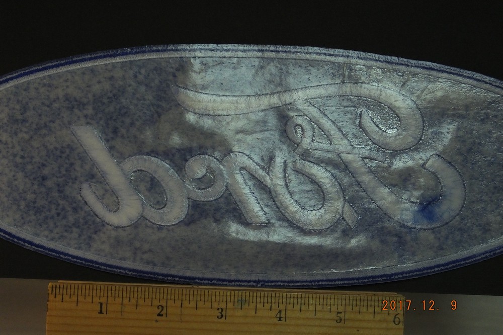 Large Ford Patch Iron-On Embroidered Patch, 12"x4" Oval