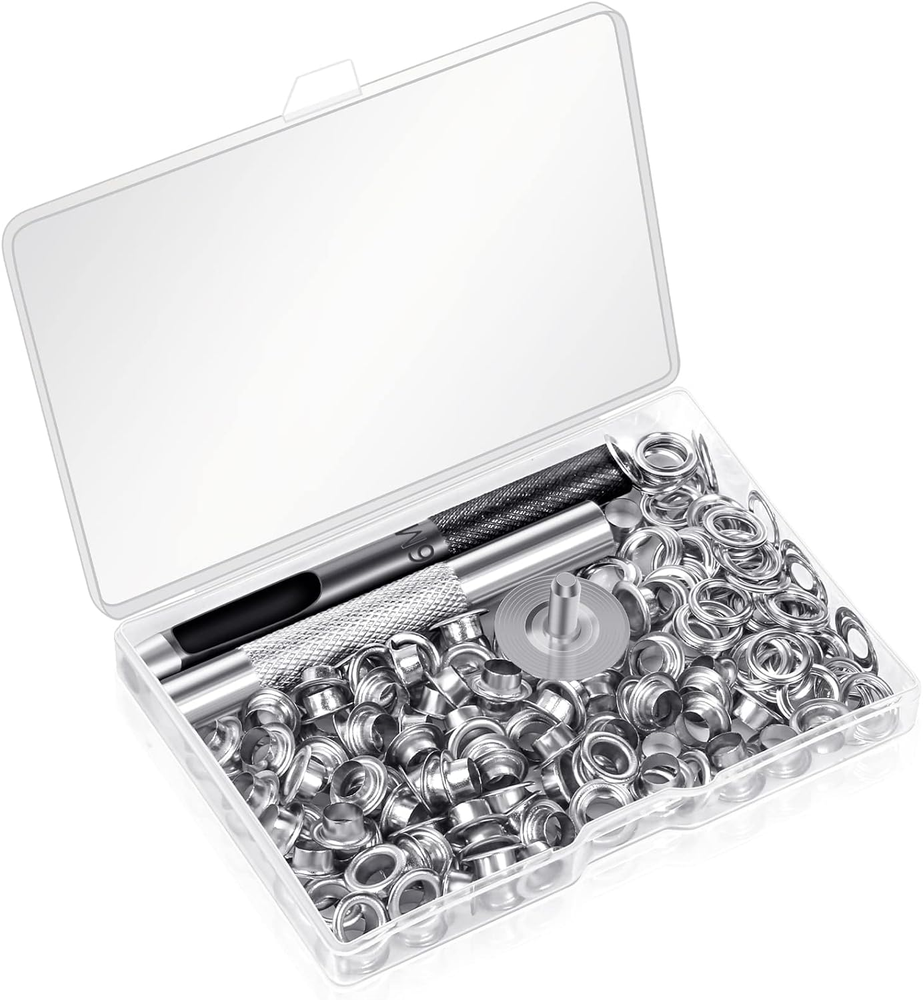 120 Sets Grommet Tool Kit 1/4" Grommet Eyelets Kit with Setting Tools and Storag