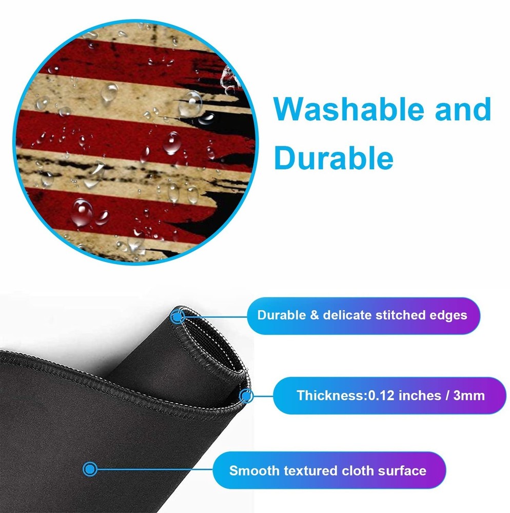 Large Extended Gaming Mouse Pad with Stitched Edges, Non-Slip Waterproof Rubb...
