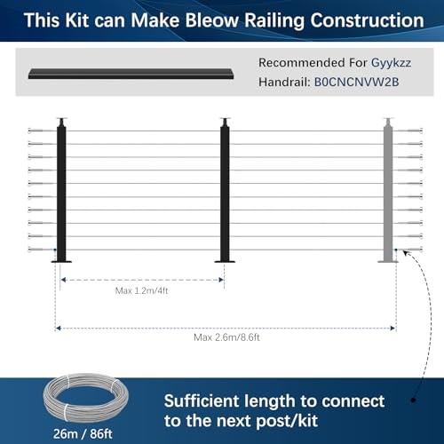 Complete Set Cable Railing Post Kit, 2 Pack Level 36" 1 Level Posts Kit-2 Pack
