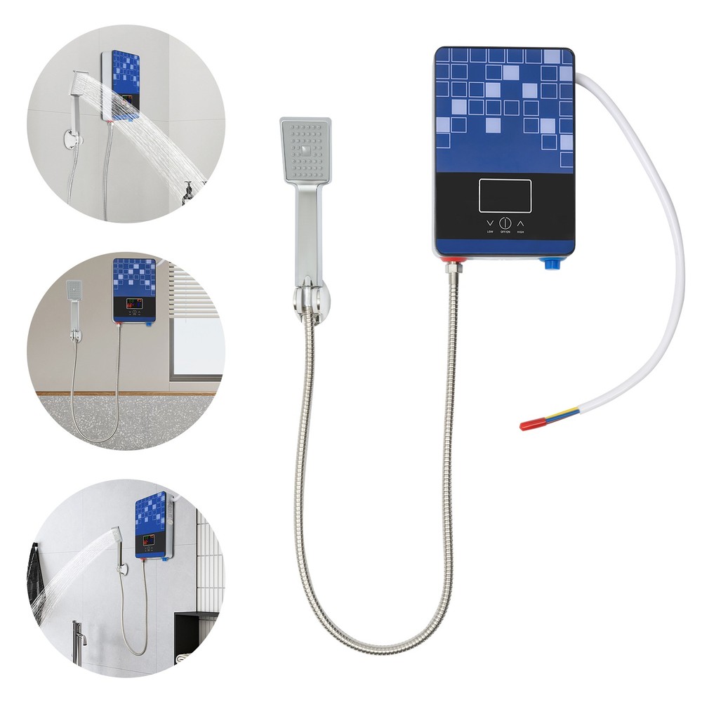 4500W Electric Tankless Water Heater Shower Head Set Instant Hot Water Heater US