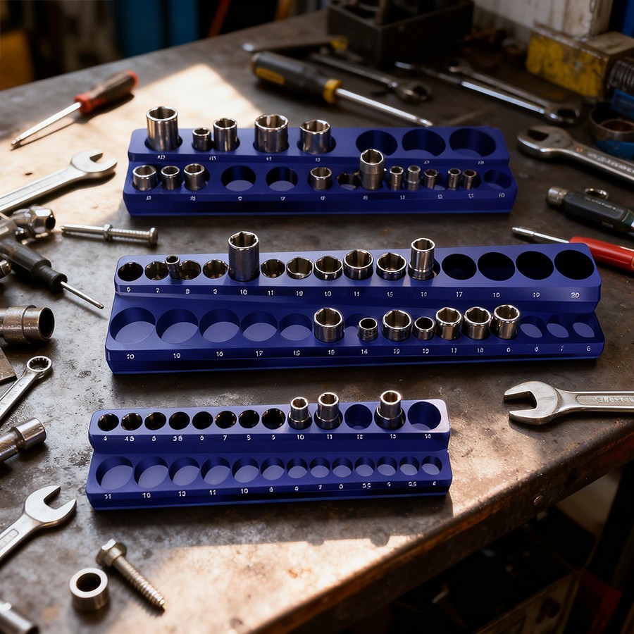 6pcs Magnetic Socket Organizer Holder Set