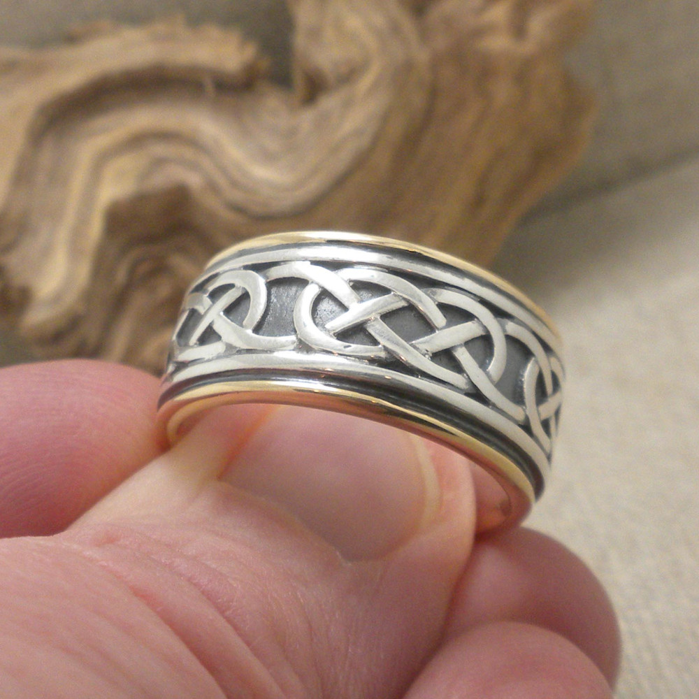 Sterling Silver & 10K Celtic Knot Wedding Ring KEITH JACK Various Sizes