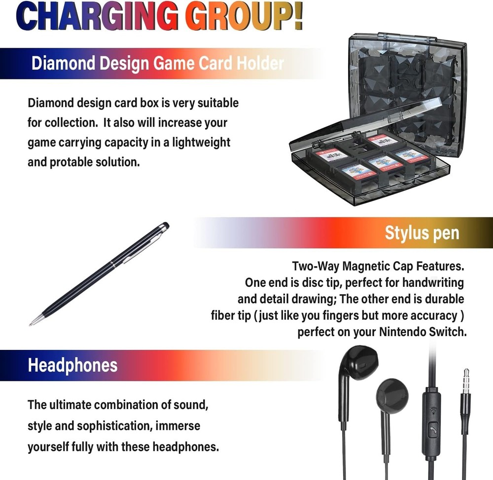 Deruitu Switch Accessories Bundle Compatible with Nintendo Switch