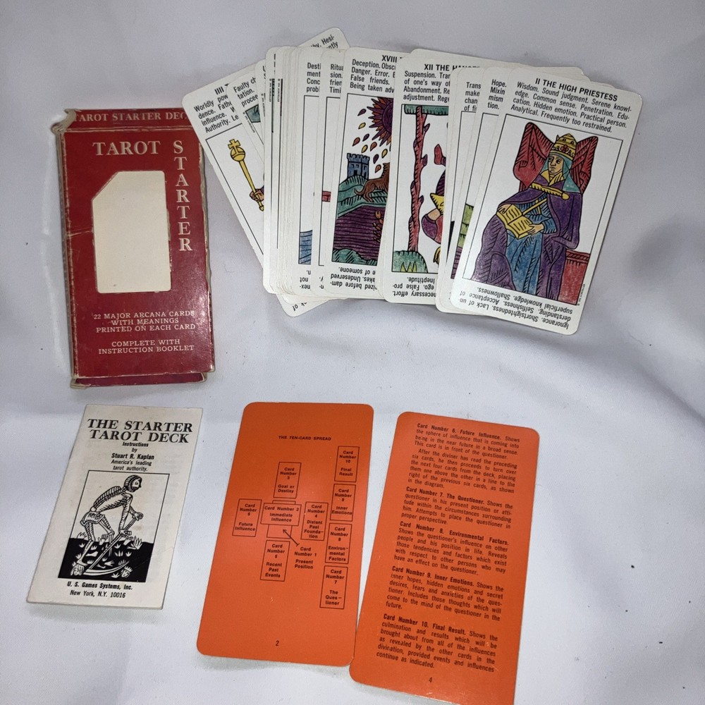 Tarot Starter Deck Cards By S. Kaplan 1976 22 Major Arcana Cards, Instructions