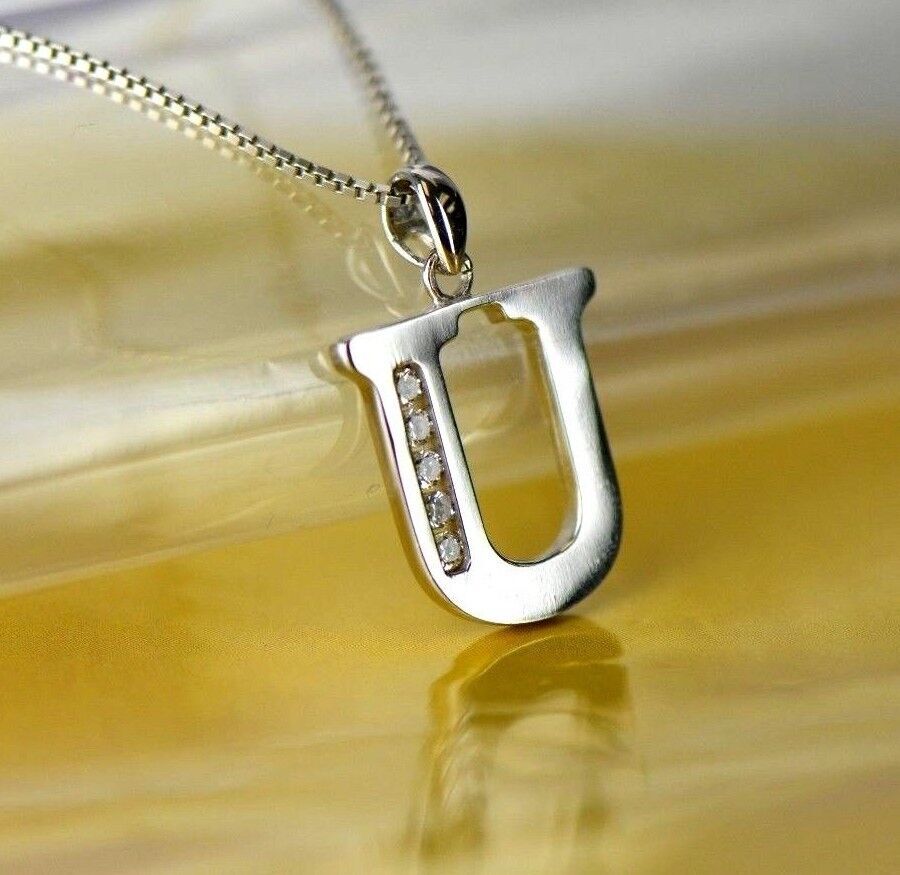 925 Sterling Silver Initial Letter CZ Pendant