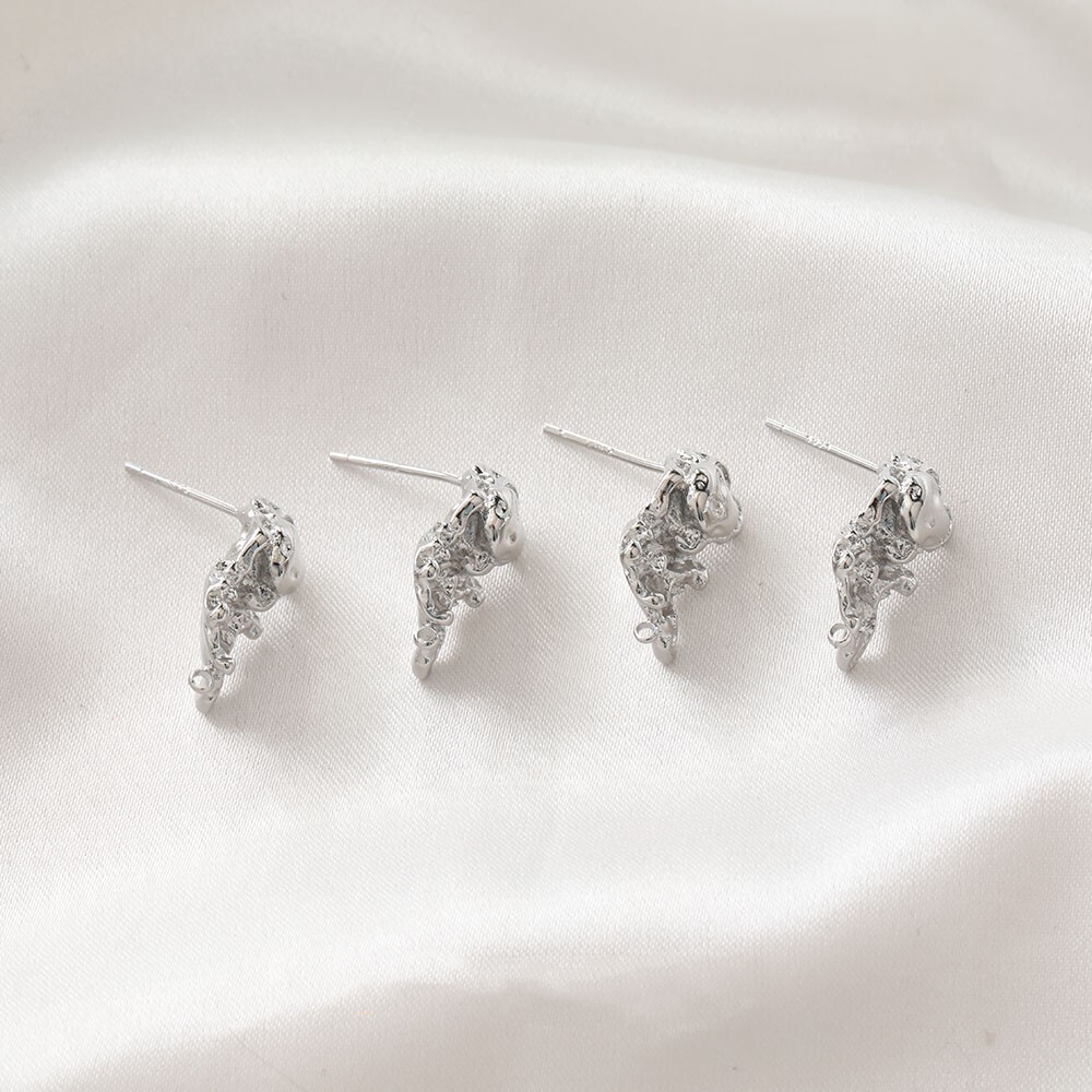 6pc Gold/Silver Lava Shape Earring Post,Geometry Irregular Hammered Stud Earring