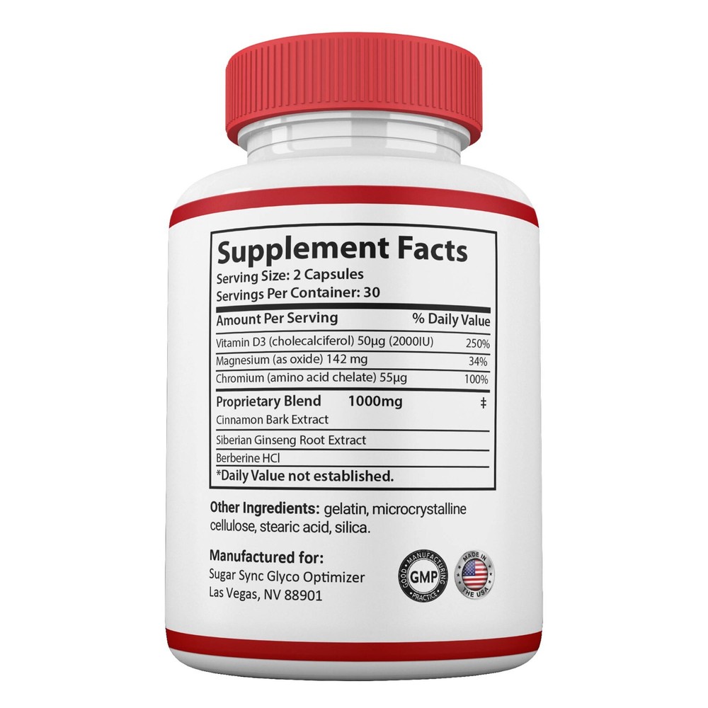 Sugar Sync Glyco Capsules, SugarSync Optimizer Max Strength Supplement (3 Pack)