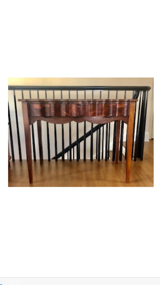 Antique burled curved console/desk