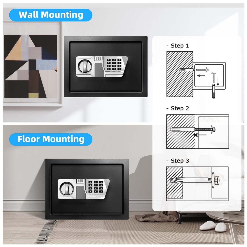1.5 Cu Ft Small Fireproof Safe Box For Home Documents with Type-C External Po...