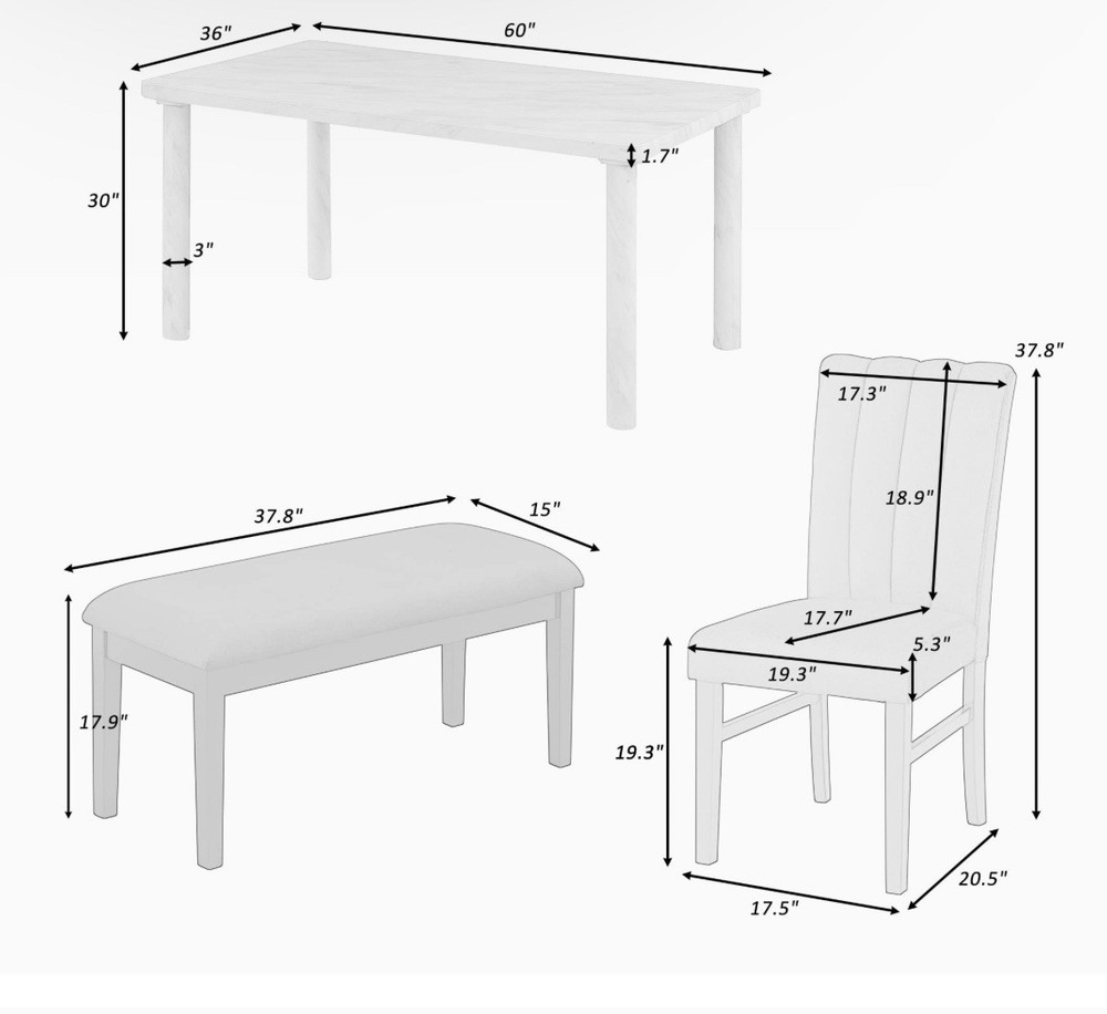 6pc Marble Dinning Table