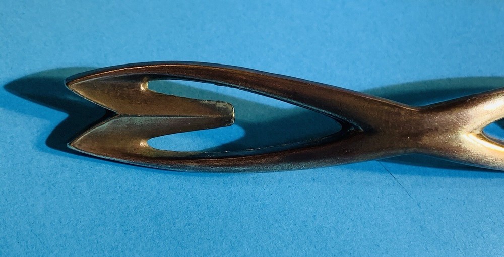 Antique Brass Mid Century Modern Atomic Cabinet Handle Drawer Pull 4.25”centers