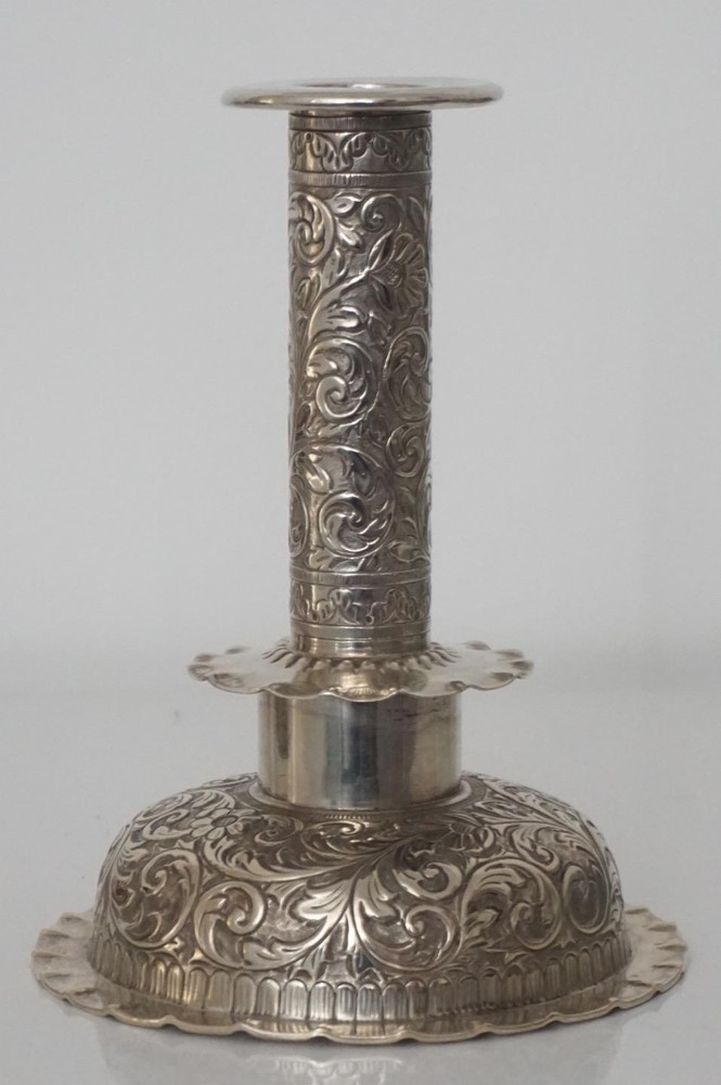 Hukin & Heath Silver Plated Candlesticks - Repousse Rococo Design - c.1878