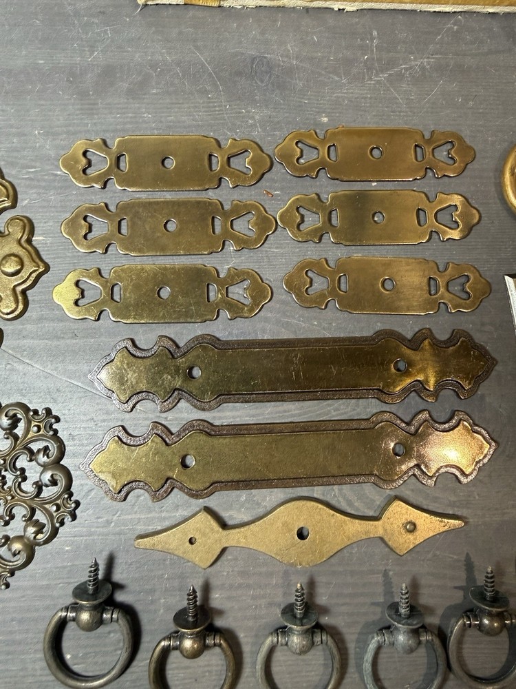 Brass Cabinet Hardware Lot Pulls Back Plates Hinges